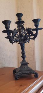 Antiek zware bronzen kandelaar, Ophalen of Verzenden