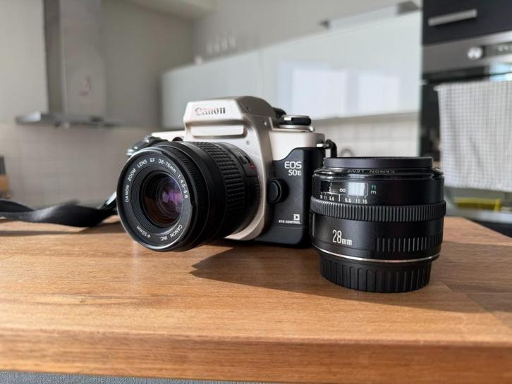 Canon 50e + EF 28mm f2.8 + EF 38-76mm f4.5-5.6, TV, Hi-fi & Vidéo, Photo | Lentilles & Objectifs, Utilisé, Lentille standard, Zoom