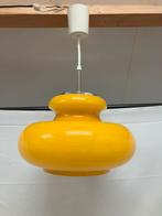 Vintage gele opaline glazen hanglamp van Glashutte Limburg, Ophalen, Gebruikt