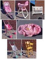 Lot: Poppenspullen: 3 x Buggy, bedje, draagzak, eetstoel, Kinderen en Baby's, Ophalen, Gebruikt