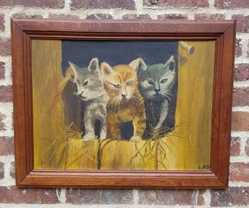 -Schilderij op houten paneel. beschikbaar voor biedingen