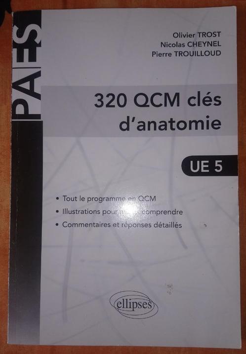 320 QCM clés d'anatomie, Livres, Livres d'étude & Cours, Utilisé, Enseignement supérieur, Enlèvement ou Envoi