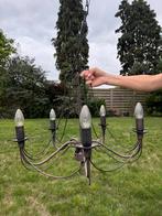 Roest(bruin)kleurige metalen kroonluchter met 5 armen, Ophalen, Zo goed als nieuw, Metaal