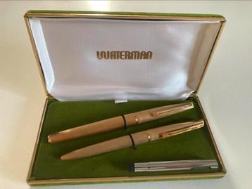 WATERMAN DUO STYLOS PLUME ET BILLE- PLAQUÉ OR 18 k- plume OR beschikbaar voor biedingen