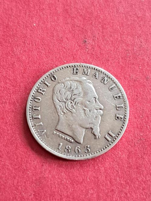 1863 Italië 20 centesimi in zilver Milaan, Postzegels en Munten, Munten | Europa | Niet-Euromunten, Losse munt, Italië, Zilver