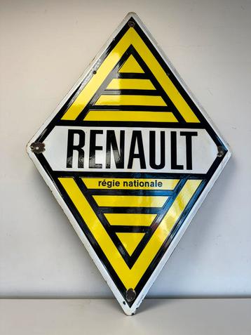 Grande enseigne publicitaire ancienne RENAULT émaillée, Enlèvement ou Envoi, Utilisé, Panneau publicitaire