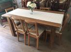 Table de salle à manger en bois massif de pin avec 6 chaises, Ophalen, Gebruikt, Rustique, 6 tot 8 stoelen