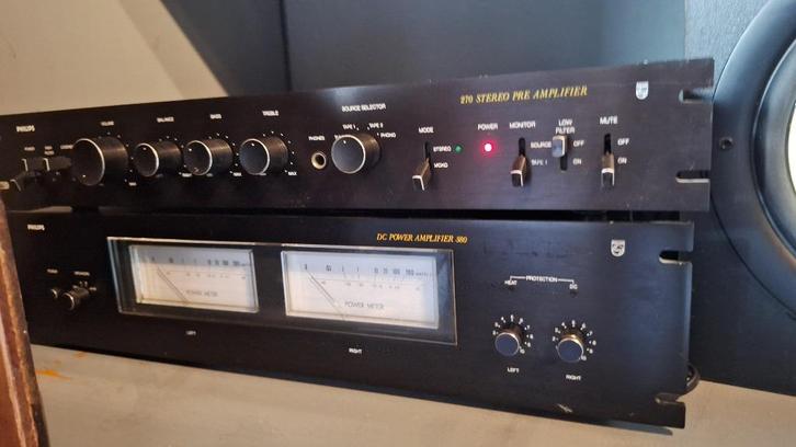 Philips AH270 & AH380 black tulip pre en amplifier 22ah380, Audio, Tv en Foto, Versterkers en Ontvangers, Zo goed als nieuw, Stereo