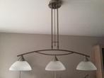 Hanglamp met 3 glazen kappen., Enlèvement, Comme neuf, Métal, 50 à 75 cm