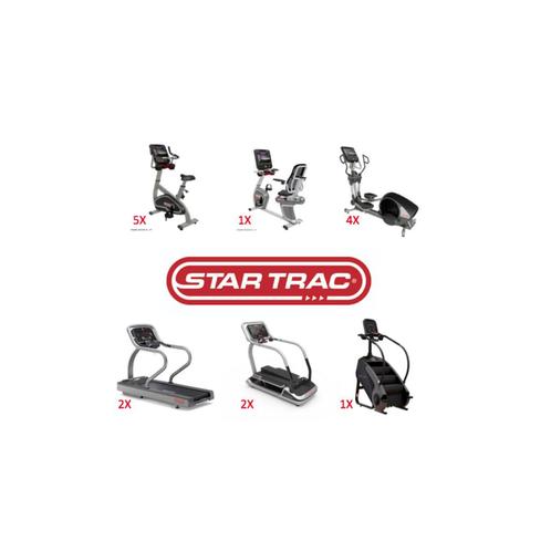 STAR TRAC CARDIO-SET, Sports & Fitness, Équipement de fitness, Comme neuf, Autres types, Bras, Jambes, Abdominaux, Dos, Enlèvement ou Envoi
