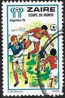 1 Postzegel Zaïre 1978 WK Voetbal – Argentinië, Enlèvement ou Envoi, Affranchi, Sport