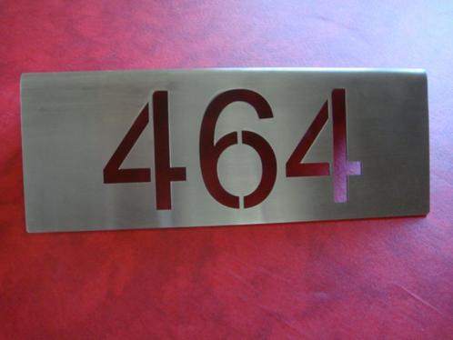 Plaque numéro de maison "464" acier inox, Jardin & Terrasse, Boîtes aux lettres, Utilisé, Inox, Enlèvement ou Envoi