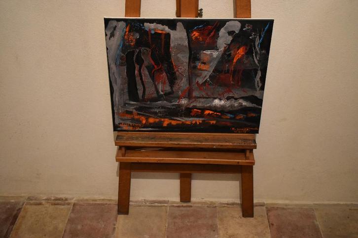 Peinture abstraite, visages, par joky Kamo 2019, Antiquités & Art, Art | Peinture | Abstraite, Enlèvement