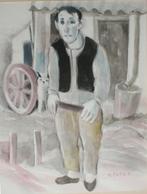 Marcel Cockx (1930-2007): Op het erf (, Antiek en Kunst, Kunst | Schilderijen | Klassiek, Ophalen of Verzenden