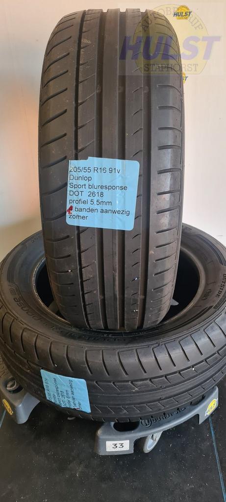 2 gebruikte Dunlop zomerbanden 205/55 r16 91V, Auto-onderdelen, Banden en Velgen, Band(en), Zomerbanden, 16 inch, 205 mm, Personenwagen