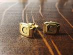 mooie Vintage vergulde manchetknopen met letter C, Handtassen en Accessoires, Manchetknopen, Ophalen of Verzenden, Zo goed als nieuw