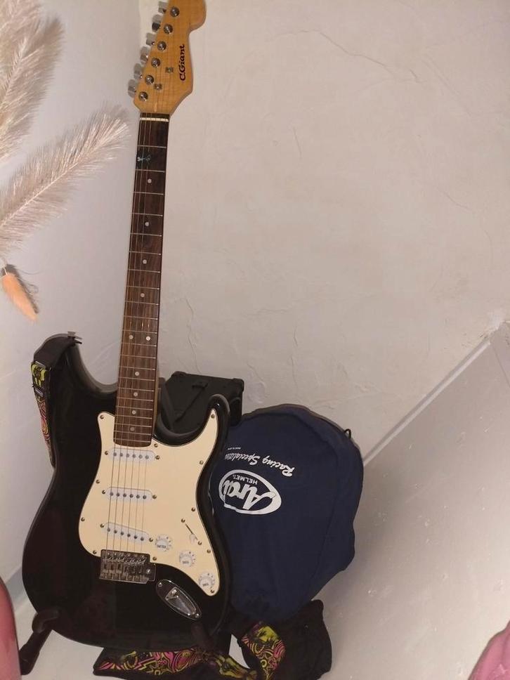 Elektrische gitaar met toebehoren, Muziek en Instrumenten, Snaarinstrumenten | Gitaren | Elektrisch, Ophalen