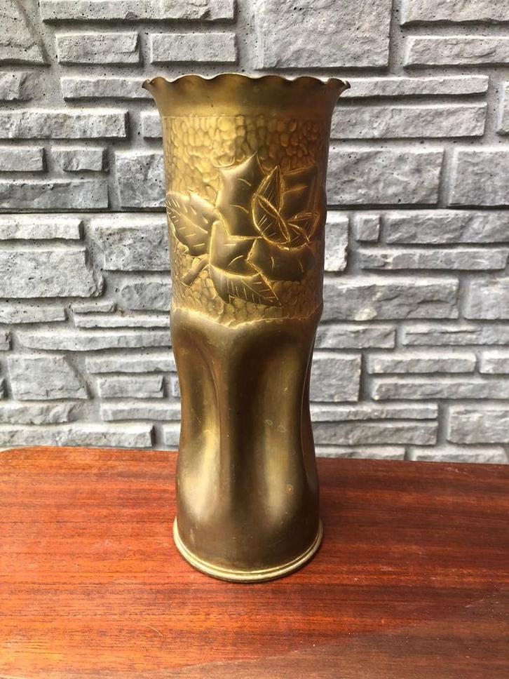 Trench Art Vaas – WOII – Messing granaathuls (Obus), Verzamelen, Militaria | Tweede Wereldoorlog, Hulzen of Bodemvondsten, Ophalen