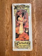 Metalen reclamebord Harners Corsets Mucha art nouveau retro, Ophalen of Verzenden, Gebruikt, Reclamebord