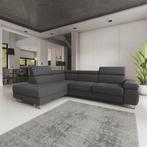 OP=OP Slaapbank met opbergruimte Sem L-bank Links Antraciet, Ophalen of Verzenden, Nieuw, Zwart