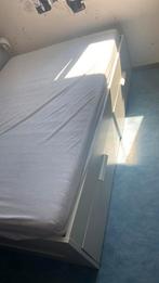 Bed met opslagruimte, Ophalen, Wit, Tweepersoons, 140 cm
