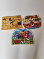 3 houten puzzels, Kinderen en Baby's, Speelgoed | Kinderpuzzels, Ophalen of Verzenden, Minder dan 10 stukjes, Zo goed als nieuw