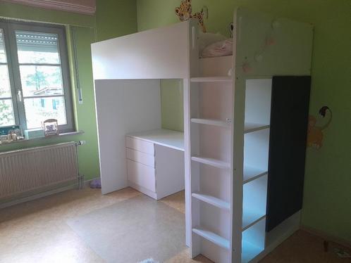 Volledige kinderkamer met witte kast, commode en hoogslaper, Enfants & Bébés, Chambre d'enfant | Lits superposés & Lits mezzanines