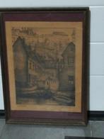 Oude druk; 'Veergrep'; Gentse plekken, gesigneerd, Antiek en Kunst, Kunst | Litho's en Zeefdrukken, Ophalen of Verzenden