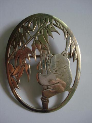 Broche EcoArt by Niekerk en argent panda bambou, Comme neuf, 4 à 7 cm, Argent, Argent