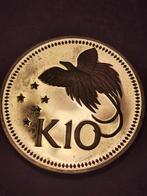 10 Kina 1975,Papua New Guinea, Zilver, Ophalen of Verzenden, Losse munt