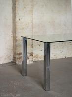 Table à manger/bureau en verre, Comme neuf, Métal, Rectangulaire, 50 à 100 cm