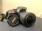 Nikon D3500 + AF-P 18-55mm F/3.5-5.6G DX VR, Audio, Tv en Foto, Fotocamera's Digitaal, Spiegelreflex, 24 Megapixel, Zo goed als nieuw