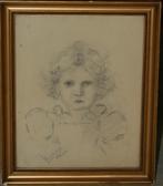 Meisjes portret - tekening - Gesigneerd, Ophalen of Verzenden