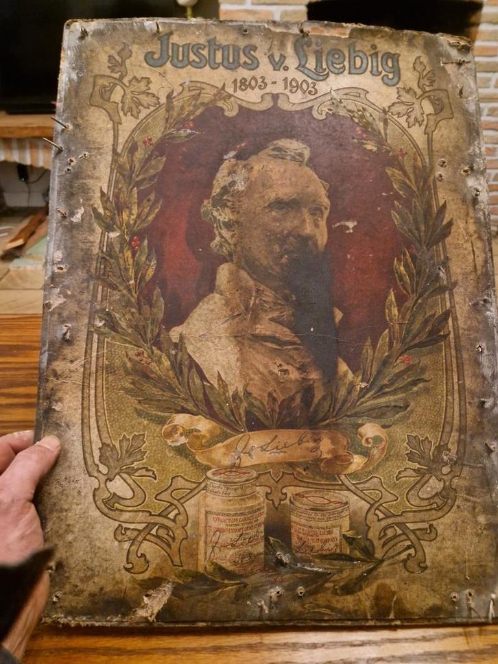 Liebig reclamebord 1903 naar aanleiding van 100jarig bestaan, Verzamelen, Merken en Reclamevoorwerpen, Reclamebord, Ophalen