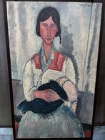 Schilderij in Modigliani-stijl – portret vrouw, Antiek en Kunst, Ophalen