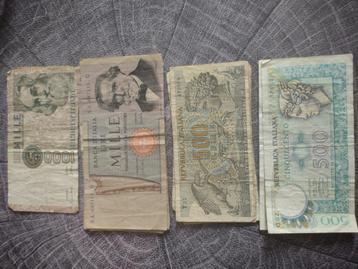 Italiaanse lire oude bankbiljetten  500 en 1000 lire beschikbaar voor biedingen