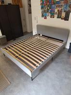 Tweepersoonsbed donkergrijs 140x200 cm grijs, Huis en Inrichting, Slaapkamer | Bedden, Ophalen, Gebruikt, Tweepersoons, Gestoffeerd bed