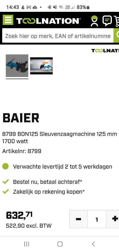 Baier BDN 125 Sleuvenzaagmachine nieuwprijs is 632 euro, Doe-het-zelf en Bouw, Gereedschap | Slijpmachines, Nieuw, Overige typen