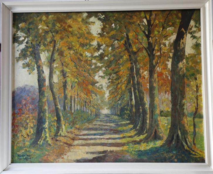 Nand Depondt: Laan met Herfst bomen (olieverf op doek), Antiek en Kunst, Kunst | Schilderijen | Klassiek, Ophalen