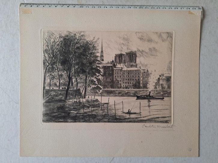 Fraaie ets Paulette Humbert De Seine en Parijs, Antiek en Kunst, Kunst | Etsen en Gravures, Ophalen of Verzenden