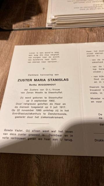 Zuster Maria Stanislas, Envoi, Image pieuse
