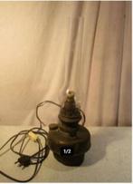 Lampe de table ancienne en cuivre et verre - 42 cm, Enlèvement ou Envoi