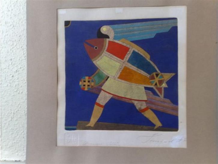 "Walking Fish" van Andreï Gennadiev, Antiek en Kunst, Kunst | Schilderijen | Modern, Ophalen