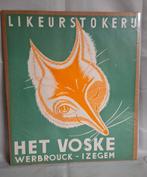 Reclame affiche Likeurstokerij Het Voske Werbrouck Izegem, Ophalen of Verzenden, Gebruikt, Reclamebord