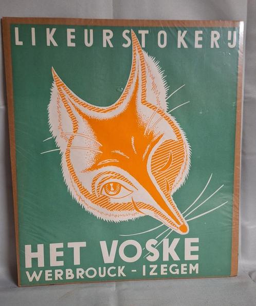 Reclame affiche Likeurstokerij Het Voske Werbrouck Izegem, Verzamelen, Merken en Reclamevoorwerpen, Gebruikt, Reclamebord, Ophalen of Verzenden