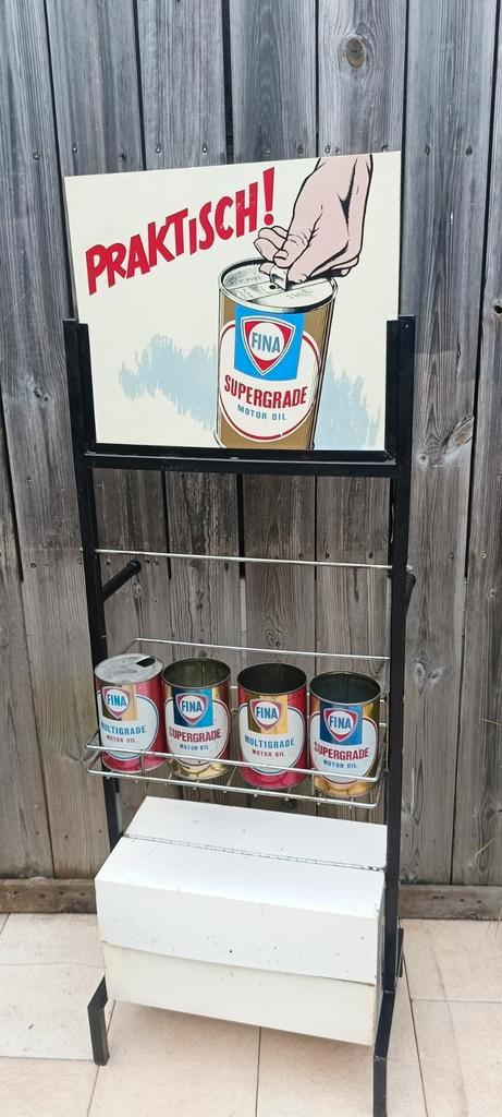 FINA SUPERGRADE olie blikken display, Verzamelen, Merken en Reclamevoorwerpen, Zo goed als nieuw, Ophalen