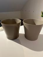 Bloempot, beige, Tuin en Terras, Ophalen, Steen, Gebruikt, Rond