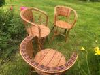 3 antieke rieten fauteuils van bamboe jaar 30/40, Wicker, Gebruikt