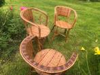 3 antieke rieten fauteuils van bamboe jaar 30/40, Gebruikt, Wicker