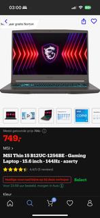 MSI gaming laptop 15thin, Ophalen, Zo goed als nieuw